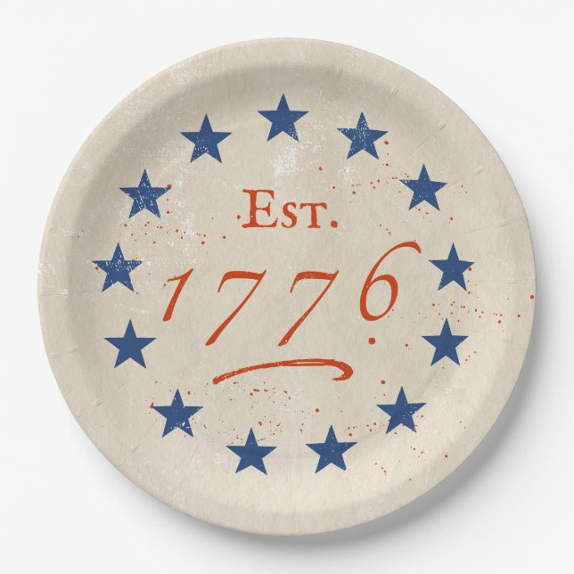 1776 American LG Sterne Pappteller (Vorderseite)