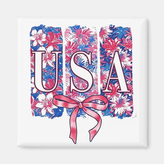 1776 Amerika 4. Juli USA Blume Magnet (Vorne)