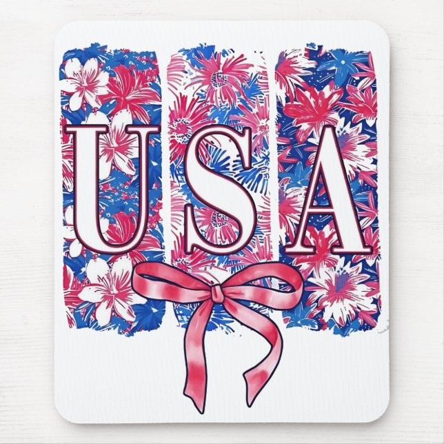 1776 Amerika 4. Juli USA Blume Mousepad (Vorne)
