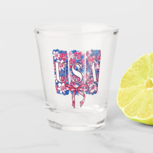 1776 Amerika 4. Juli USA Blume Schnapsglas