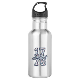 1776 Amerika Floral Patriotisches Vintage-Vektor-D Edelstahlflasche