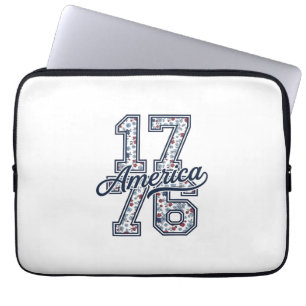 1776 Amerika Floral Patriotisches Vintage-Vektor-D Laptopschutzhülle