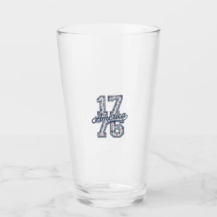 1776 Amerika Floral Patriotisches Vintage-Vektorde Glas