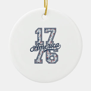 1776 Amerika Floral Patriotisches Vintage-Vektorde Keramik Ornament
