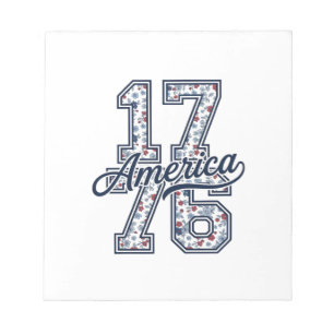 1776 Amerika Floral Patriotisches Vintage-Vektorde Notizblock