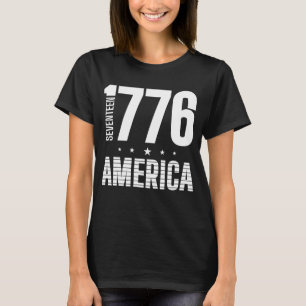 1776 Amerika historisch Freiheit weißer Schriftsat T-Shirt