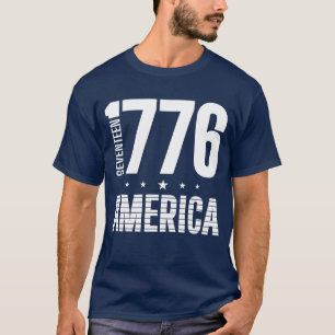 1776 Amerika historisch Freiheit weißer Schriftsat T-Shirt