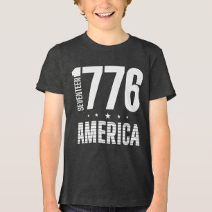 1776 Amerika historisch Freiheit weißer Schriftsat Tri-Blend Shirt