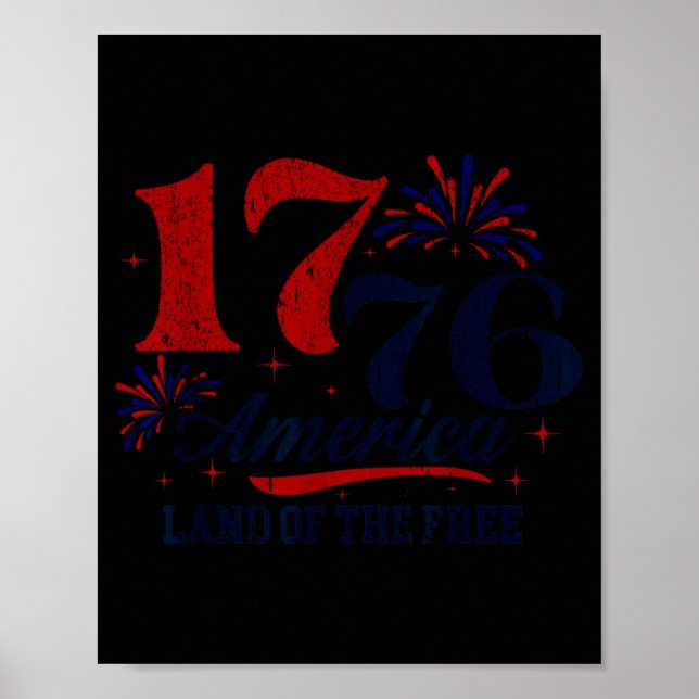 1776 Amerika Land Illustration Poster (Vorne)
