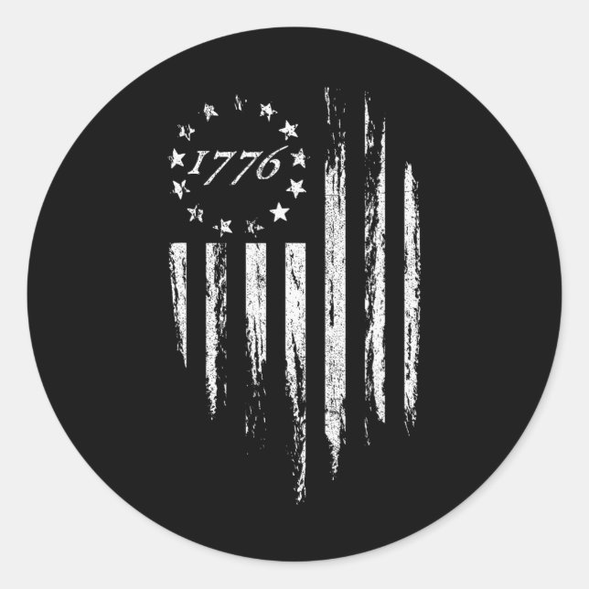 1776 Amerikanische Flagge Betsy Ross 13 Sterne USA Runder Aufkleber (Vorderseite)