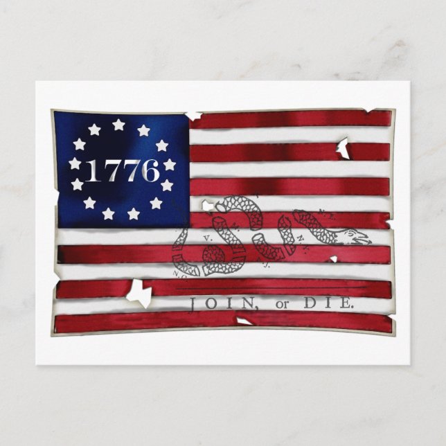 1776 Amerikanische Flagge Postkarte (Vorderseite)