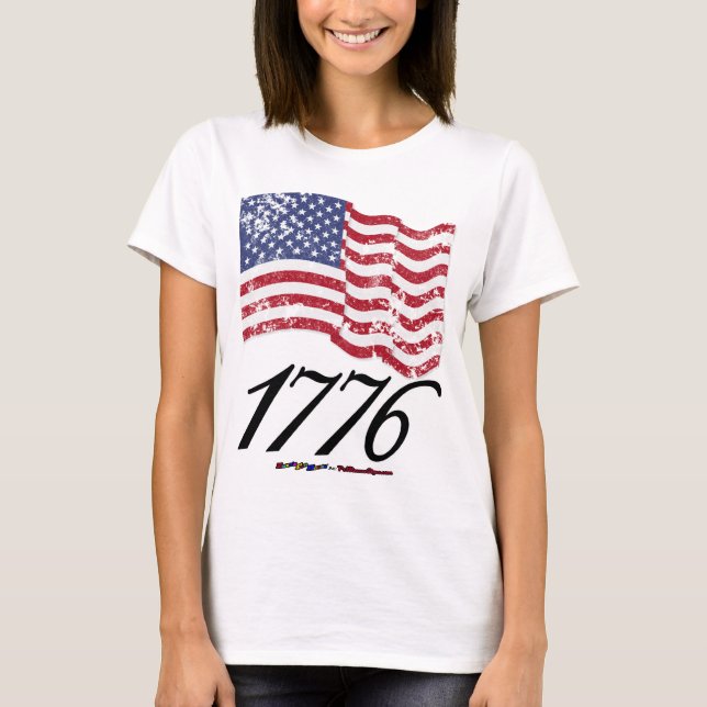 1776 beunruhigte amerikanische Flagge T-Shirt (Vorderseite)