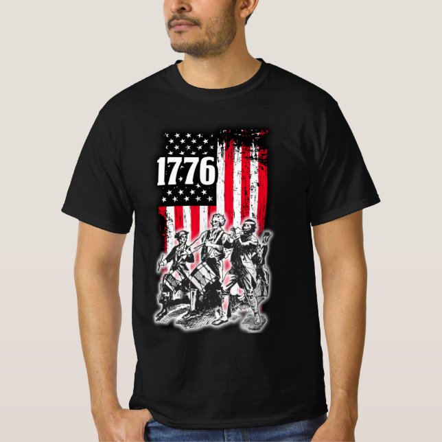 1776 Fahne mit Spirit of 76 Musicians T- T-Shirt (Vorderseite)