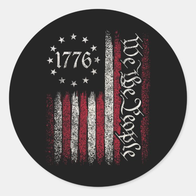 1776 Flag Verfassung Unabhängigkeitstag Amerikanis Runder Aufkleber (Vorderseite)
