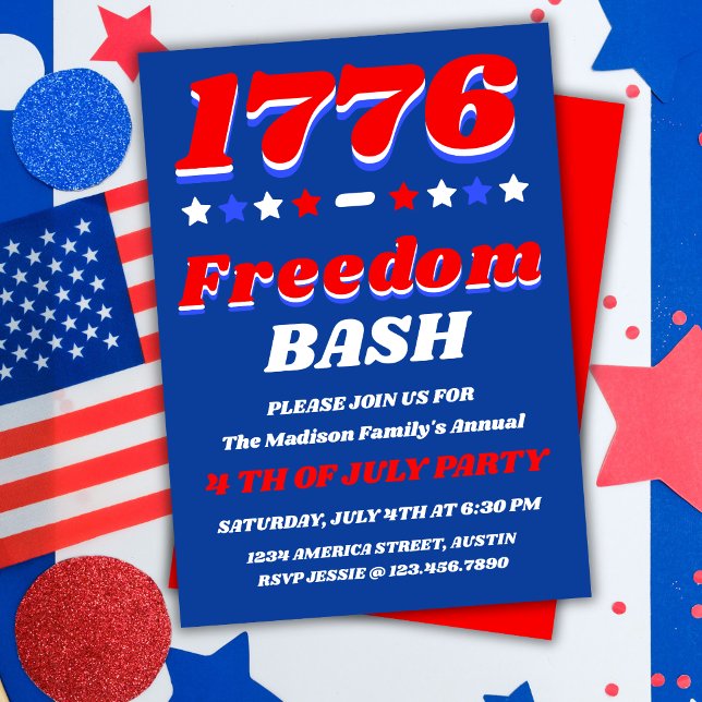 1776 Freedom Bash 4. Juli-Feier Einladung (Von Creator hochgeladen)