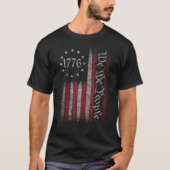 1776 Independence Day American Flag the People Con T-Shirt (Vorderseite)
