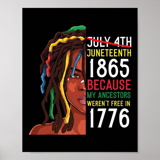 1776. Juli 4. Schwarz Poster (Vorne)