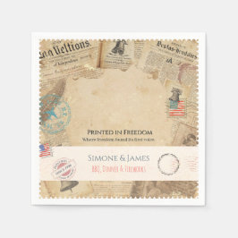 1776 Kolonial-Amerikanisches Zeitungsdesign Serviette