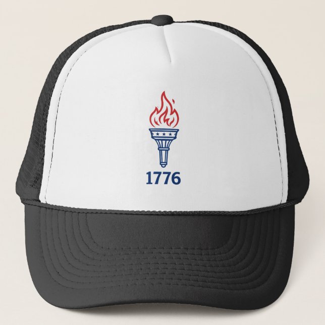 1776 Liberty Fackel Patrioten bestickte Mütze (Vorderseite)