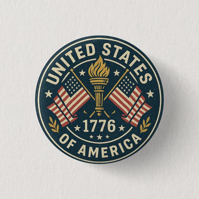 1776 Liberty Torch — Vintages Americana-Siegel Button (Vorderseite)