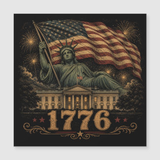 1776 Patriotische amerikanische Flagge Statue der Magnetkarte