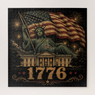 1776 Patriotische amerikanische Flagge Statue der Puzzle
