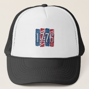 1776 Patriotische Feuerwerk Vintage-Vektorgestaltu Truckerkappe