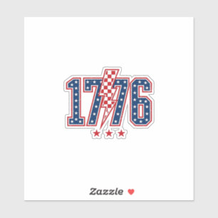 1776 Patriotischer Blitz Vintage Grafik T-Shirt_ Aufkleber