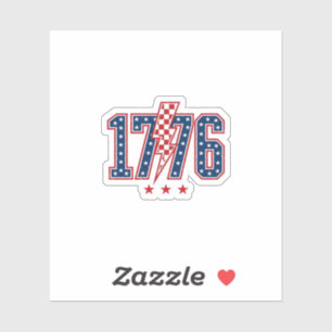 1776 Patriotischer Blitz Vintage Grafik T-Shirt_ Aufkleber