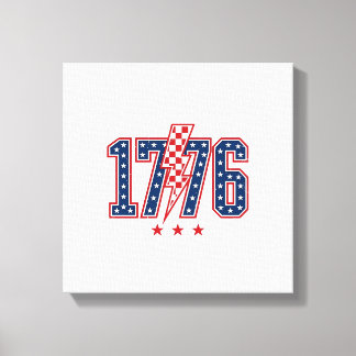 1776 Patriotischer Blitz Vintage Grafik T-Shirt_ Leinwanddruck