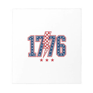 1776 Patriotischer Blitz vintage Grafik T-Shirt_ Notizblock