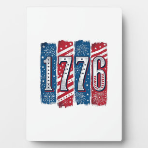 1776 Patriotisches Feuerwerk Vintage Vektor Design Fotoplatte