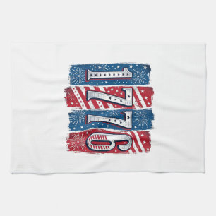 1776 Patriotisches Feuerwerk Vintage Vektor Design Geschirrtuch