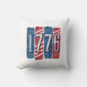 1776 Patriotisches Feuerwerk Vintage Vektor Design Kissen