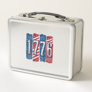 1776 Patriotisches Feuerwerk Vintage Vektor Design Metall Brotdose