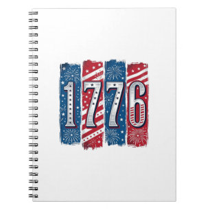 1776 Patriotisches Feuerwerk Vintage Vektor Design Notizblock