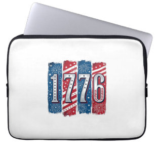 1776 patriotisches Feuerwerk Vintage-Vektordesign_ Laptopschutzhülle
