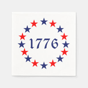 1776 Schwarz-Weiß-Sterne Patriotischer Urlaub Serviette