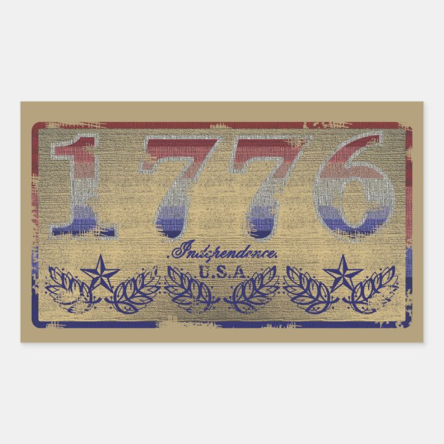 1776 Unabhängigkeit  Rechteckiger Aufkleber (Vorderseite)