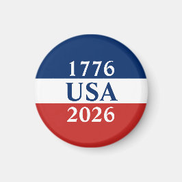 1776 USA 2026 Red White and Blue Patriotic Magnet