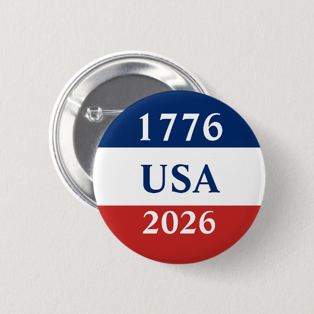 1776 USA 2026 Rot Weiß Blau Patriotisch Button (Vorne & Hinten)