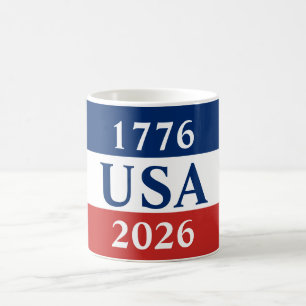 1776 USA 2026 Rot Weiß Blau Patriotisch Kaffeetasse