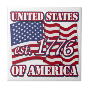 1776 USA mit der Flagge der USA Fliese