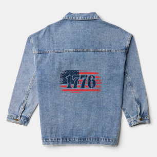 1776 verblasste amerikanische Flagge Patriotischer Jeansjacke