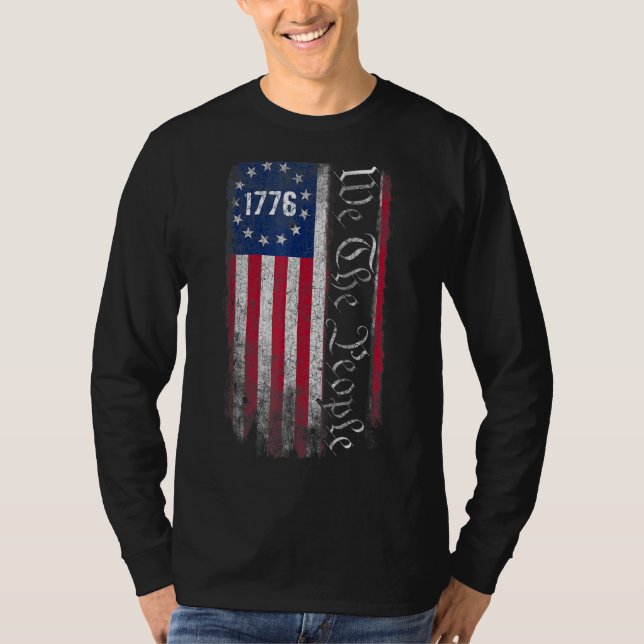 1776 Wir, die Leute Betsy Ross 4. Juli Amerikaner T-Shirt (Vorderseite)