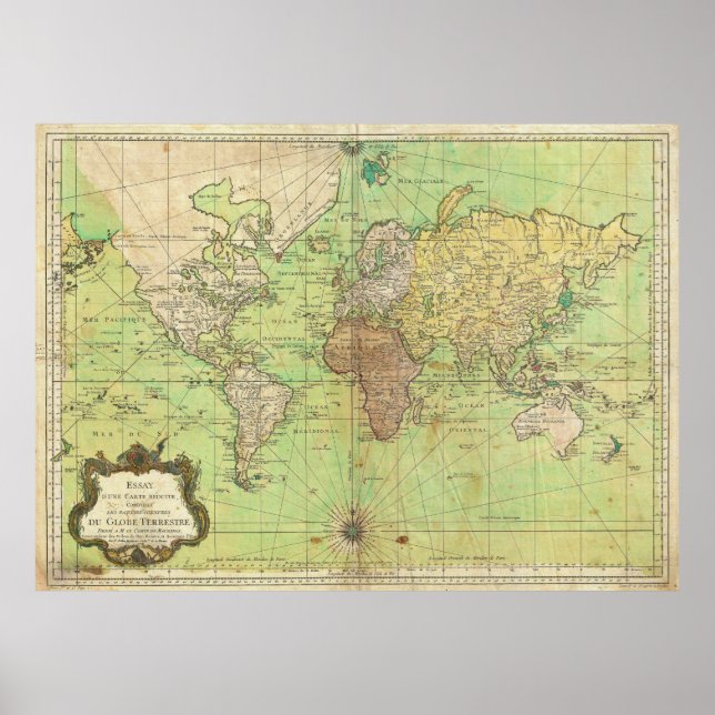 1778 Bellin Nautical Chart oder Karte der Welt Poster (Vorne)