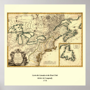 1778 Karte Kanadas und der Vereinigten Staaten Poster