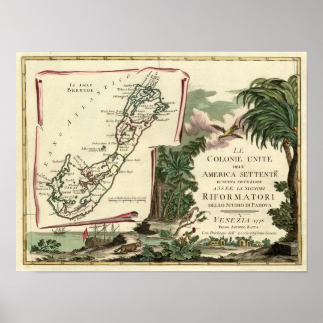 1778 Le Isole Bermude Karte Poster (Vorne)
