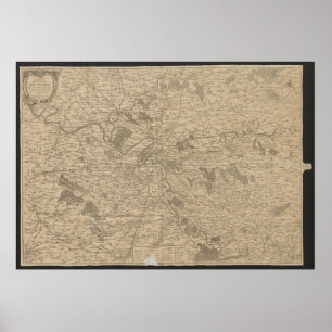 1780 Karte von Paris, Historische Stadtkarte, Anti Poster