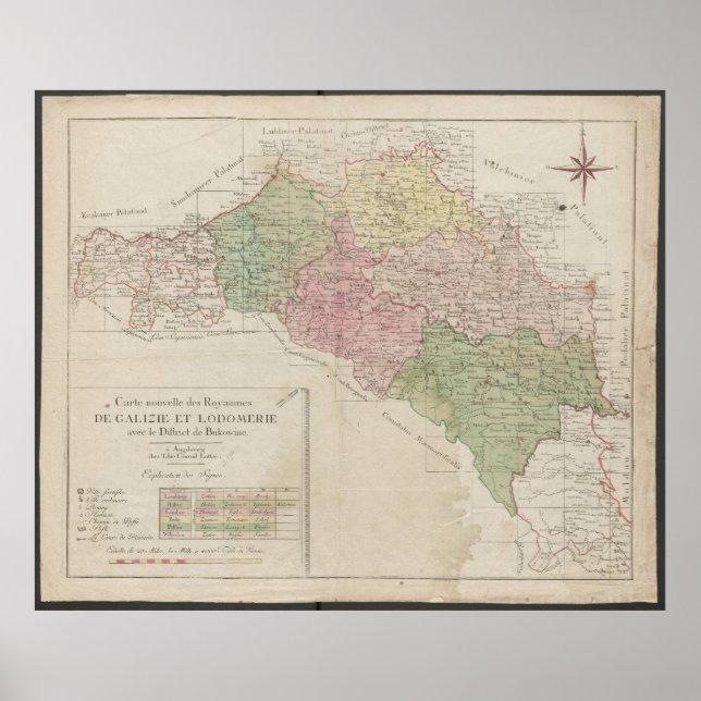 1780 Map of the Kingdoms of Galicia and Lodomeria  Poster (Vorne)